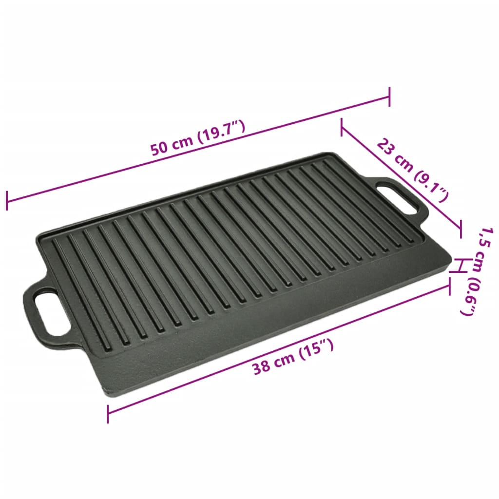 Grillplatte Wendeplatte Gusseisen 50x23 cm