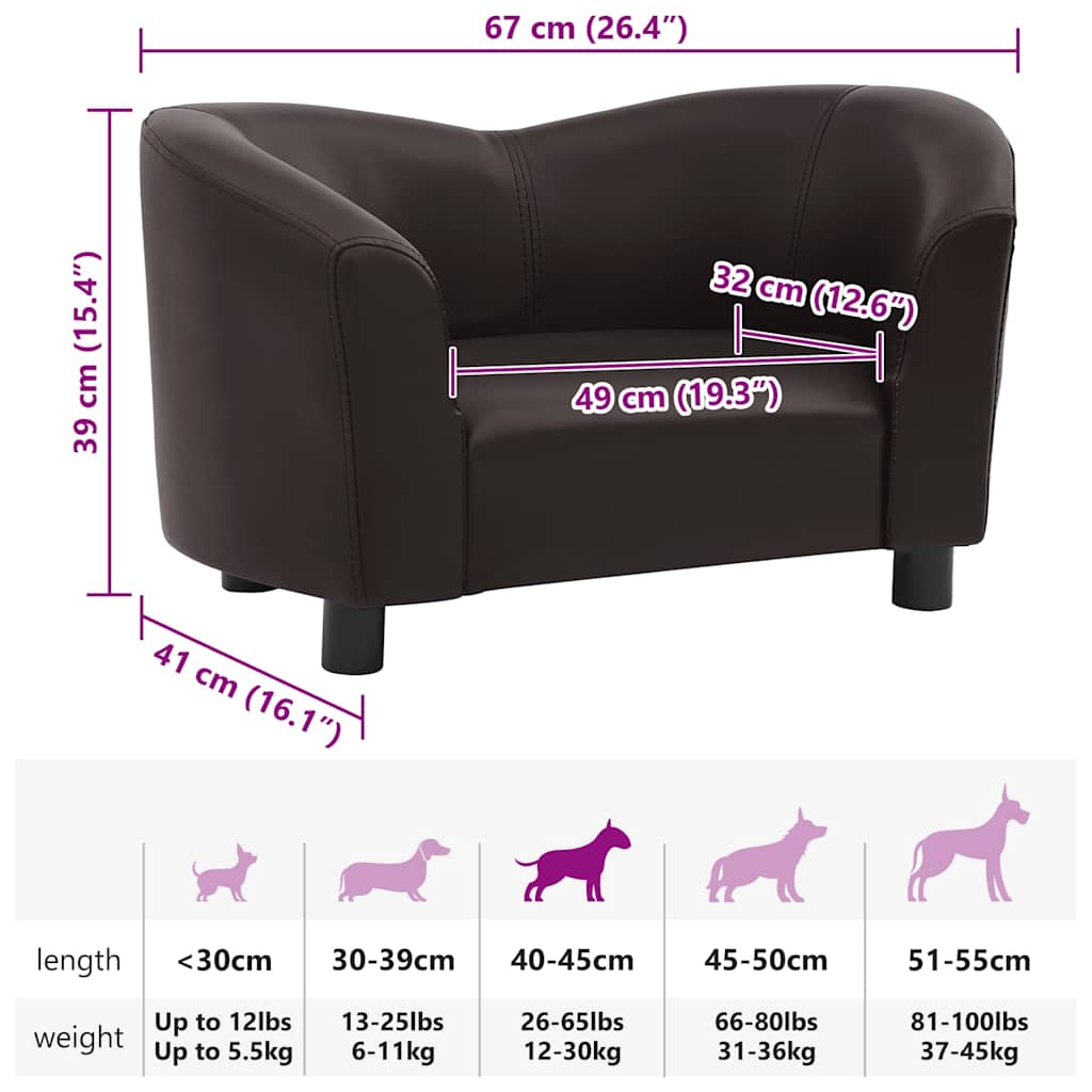 Hundesofa Braun 67x41x39 cm Kunstleder