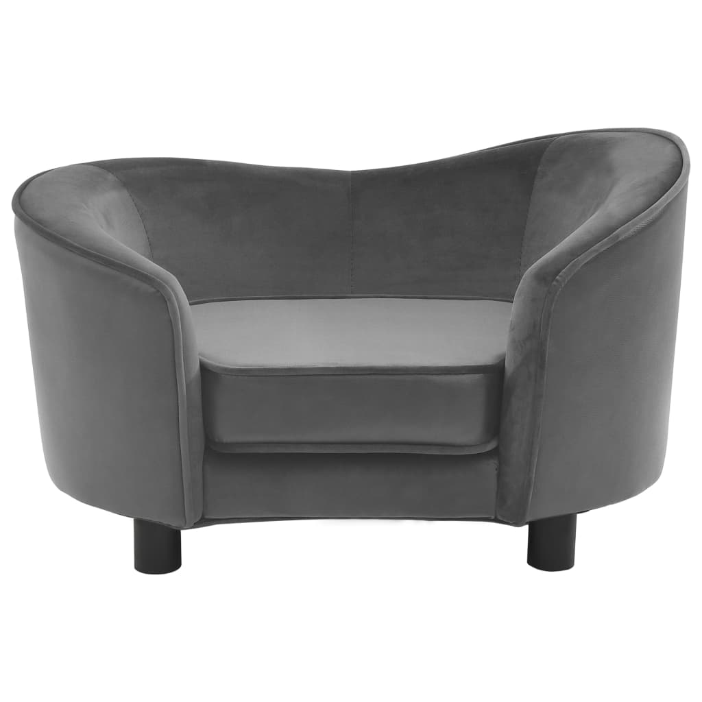 Hundesofa Grau 69x49x40 cm Plüsch und Kunstleder