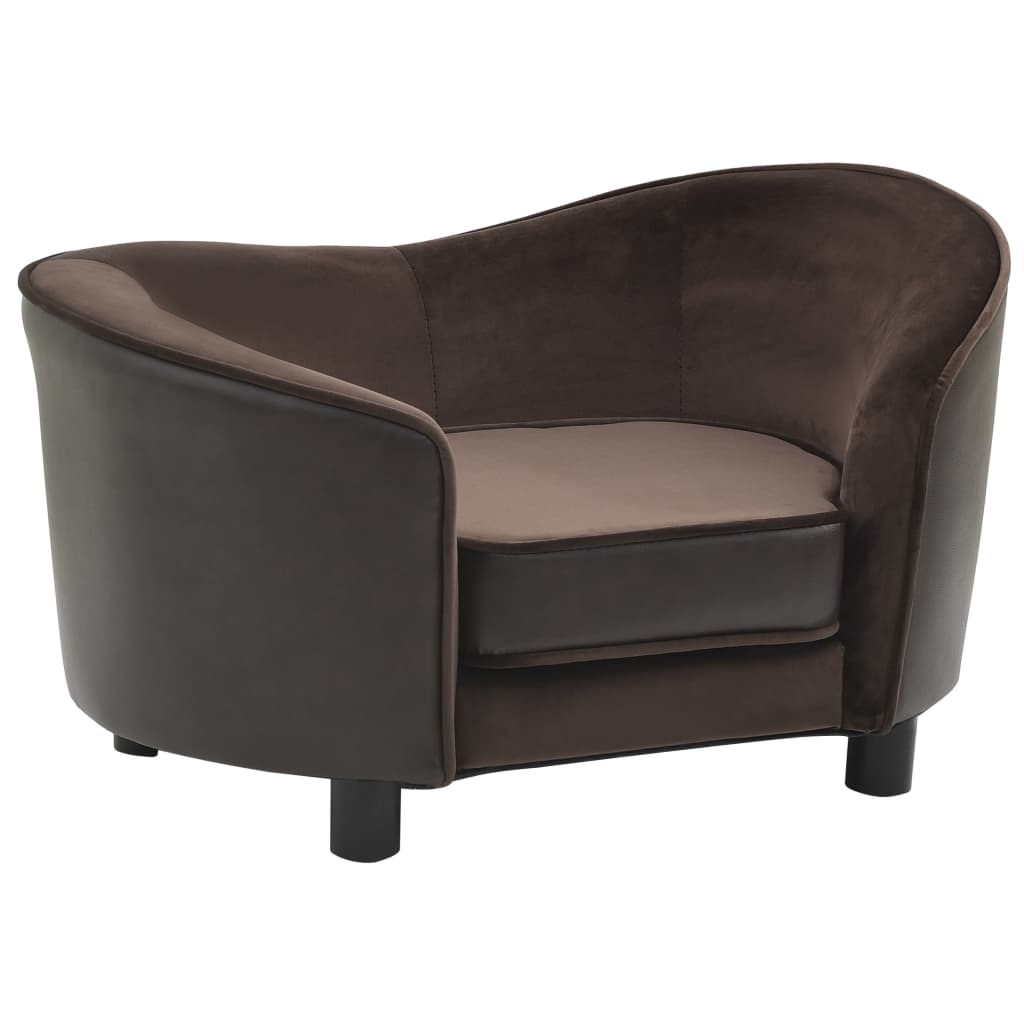 Hundesofa Braun 69x49x40 cm Plüsch und Kunstleder
