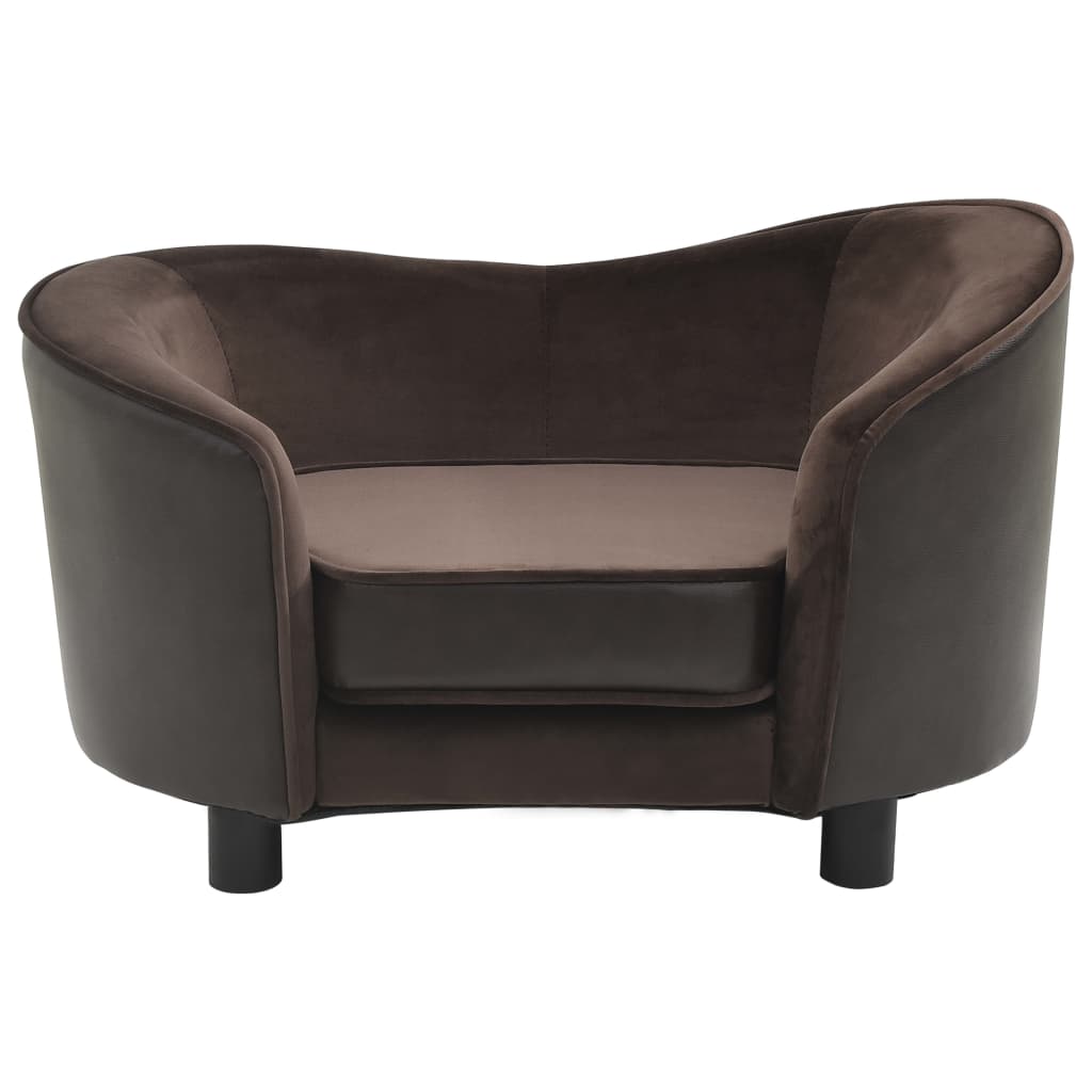 Hundesofa Braun 69x49x40 cm Plüsch und Kunstleder