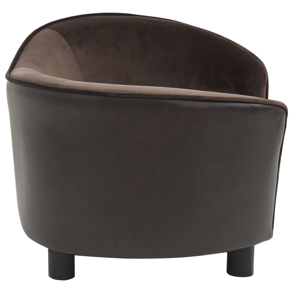 Hundesofa Braun 69x49x40 cm Plüsch und Kunstleder