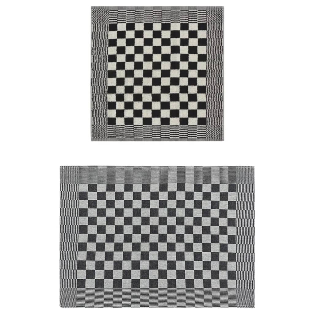 10-tlg. Handtuch-Set Schwarz und Weiß Baumwolle