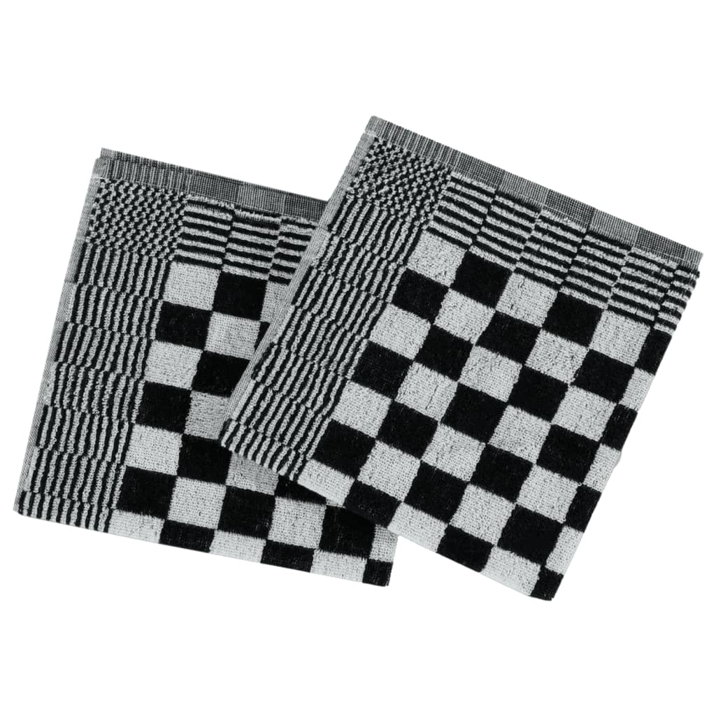 10-tlg. Handtuch-Set Schwarz und Weiß Baumwolle