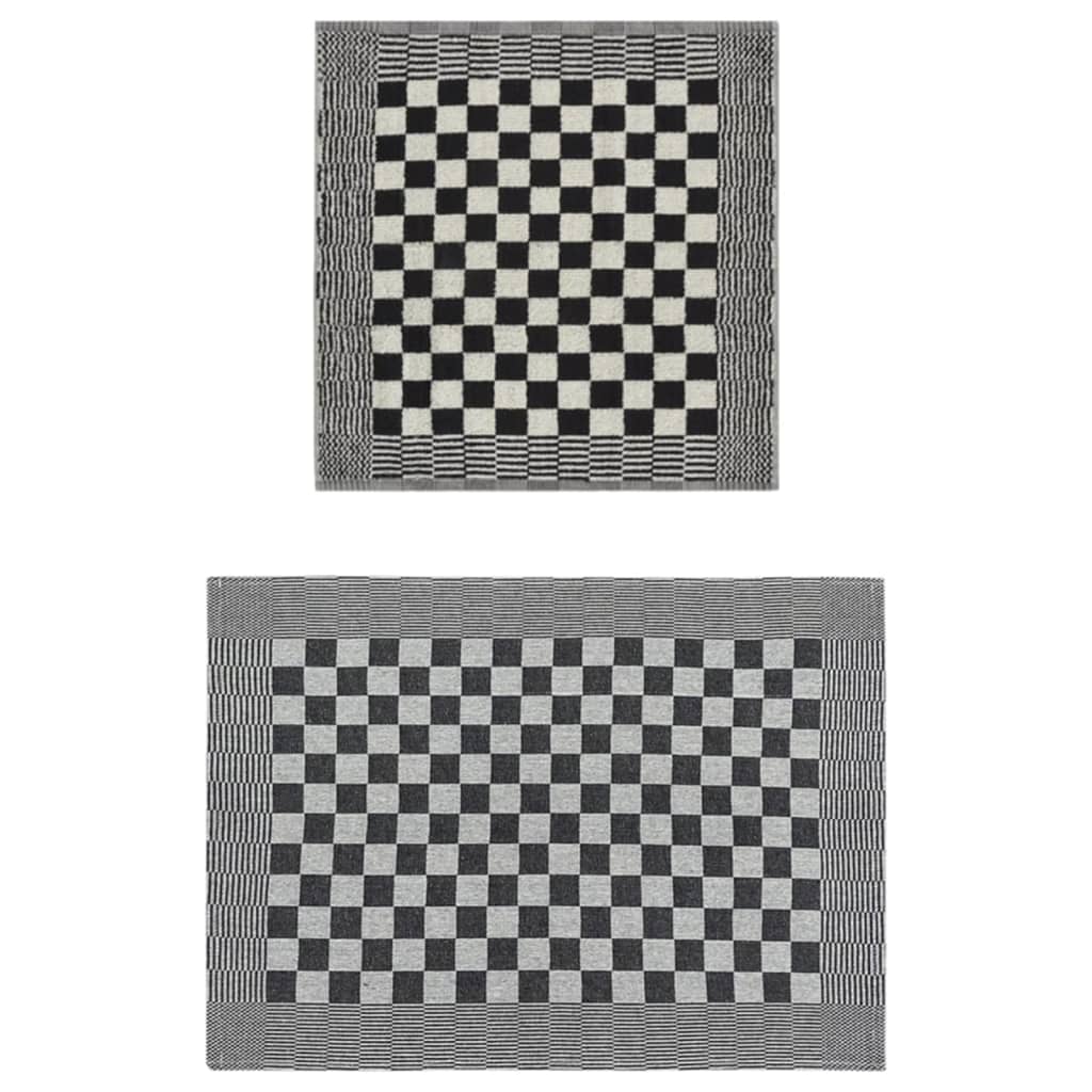 20-tlg. Handtuch-Set Schwarz und Weiß Baumwolle