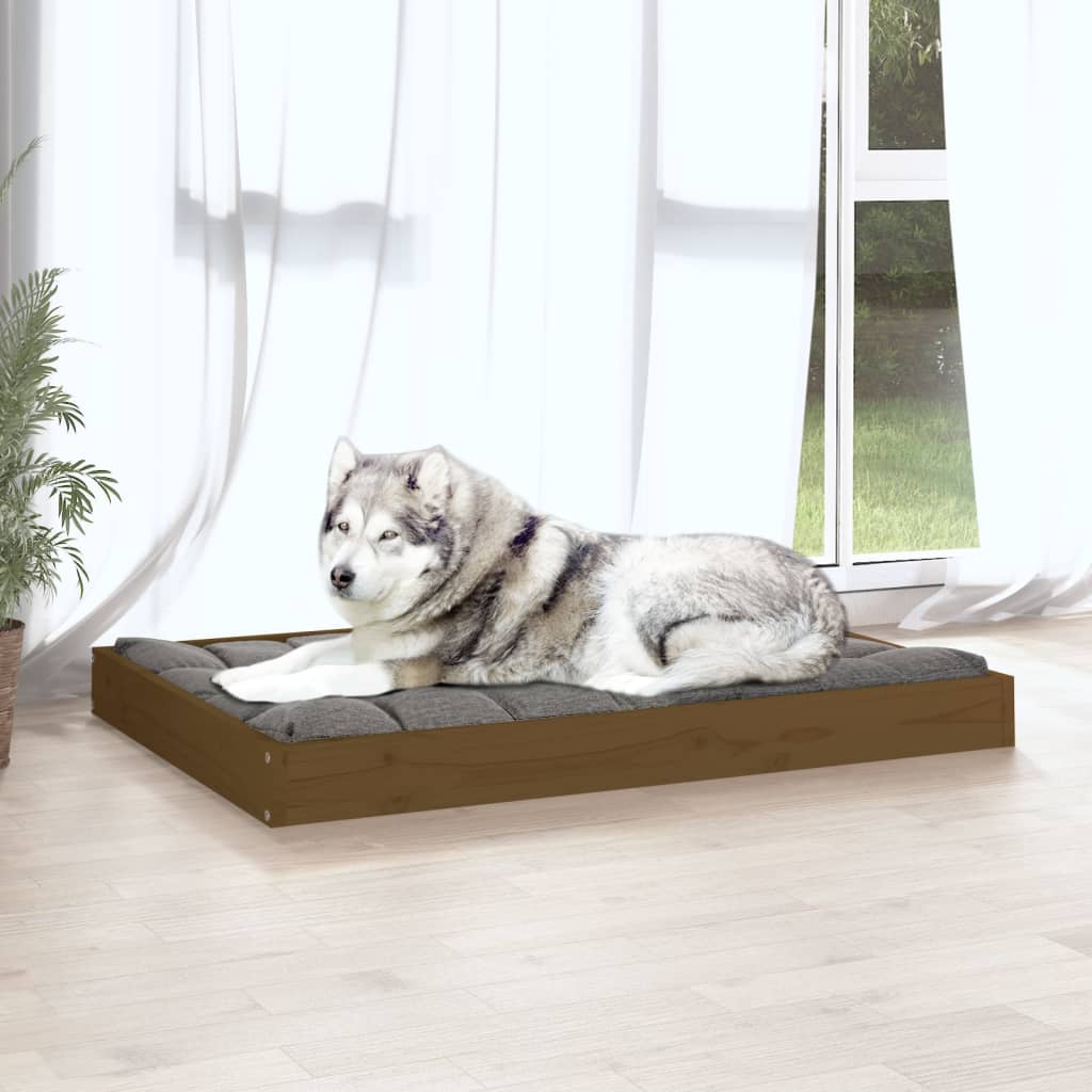 Hundebett Honigbraun 101,5x74x9 cm Massivholz Kiefer