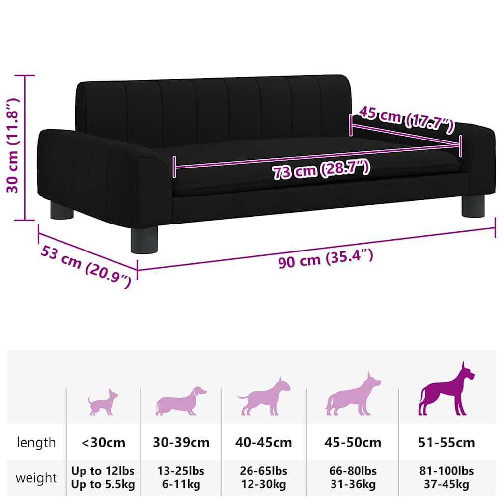 Hundebett Schwarz 90x53x30 cm Stoff