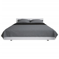 Zweiseitige Tagesdecke Gesteppt 220 x 240 cm Grau und Schwarz