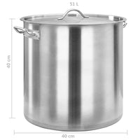 Suppentopf 50 L 40×40 cm Edelstahl