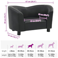 Hundesofa Schwarz 67x41x39 cm Kunstleder