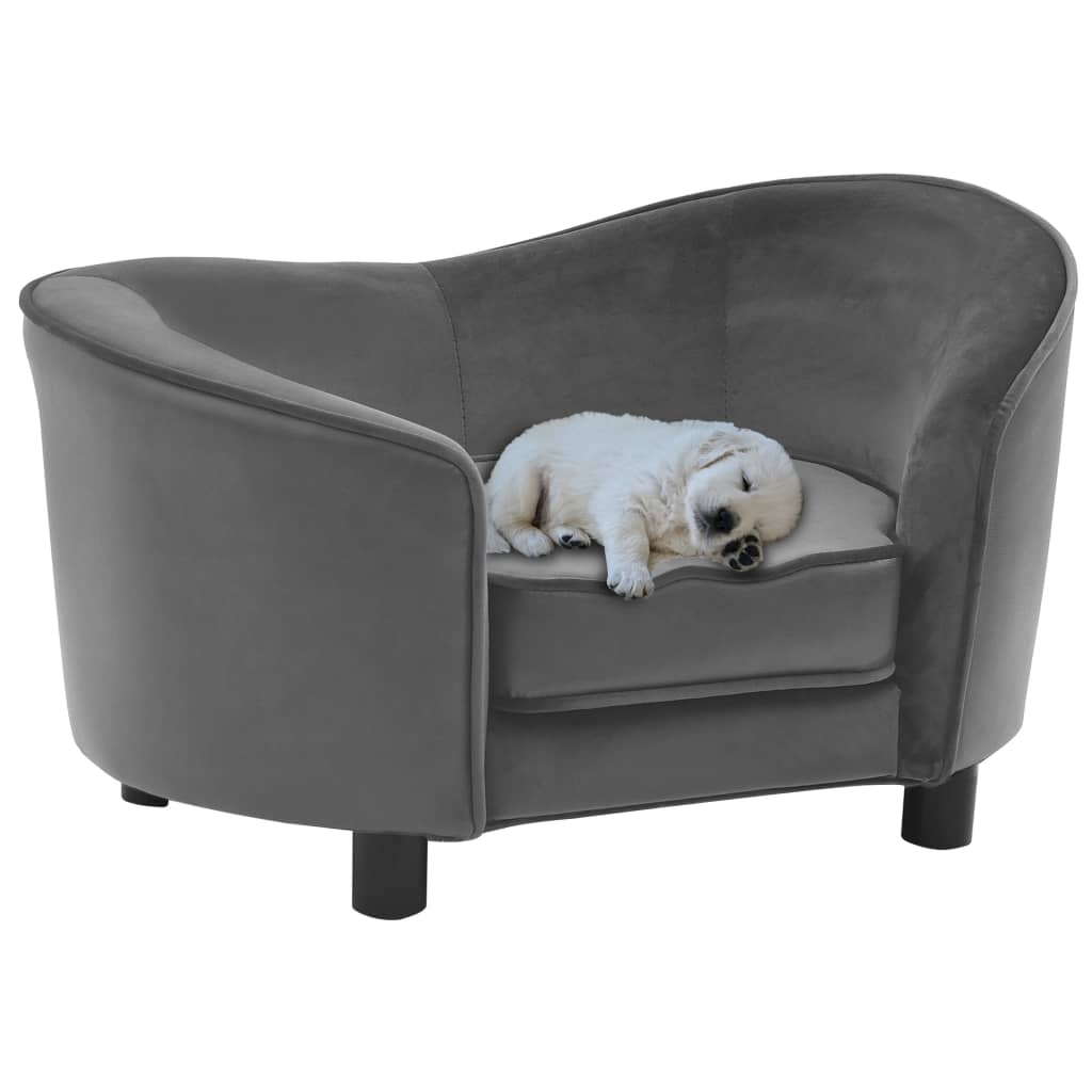 Hundesofa Grau 69x49x40 cm Plüsch und Kunstleder