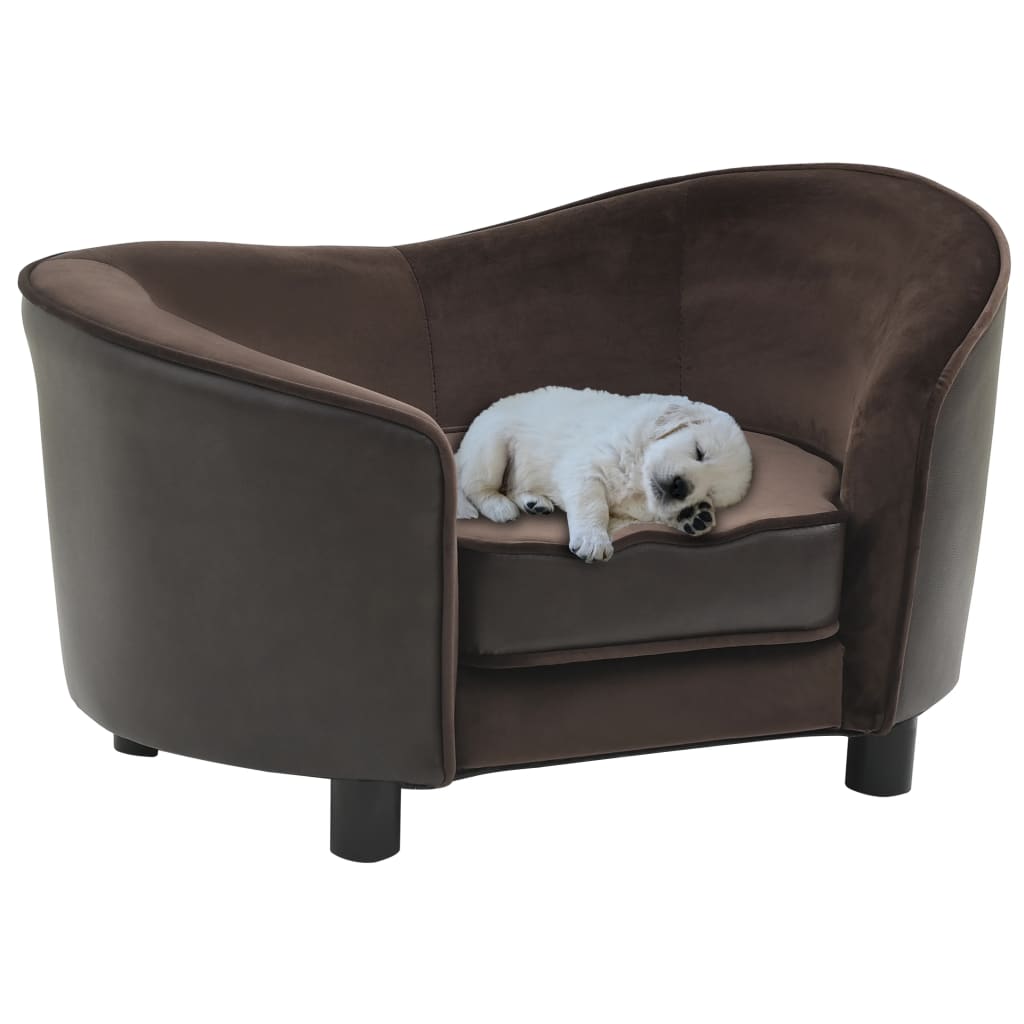 Hundesofa Braun 69x49x40 cm Plüsch und Kunstleder