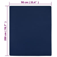 Spannbettlaken 2 Stk. Jersey Marineblau 90x200 cm Baumwolle