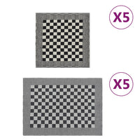 10-tlg. Handtuch-Set Schwarz und Weiß Baumwolle