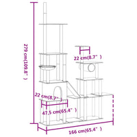 Kratzbaum mit Sisal-Kratzsäulen Hellgrau 279 cm