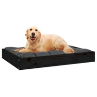 Hundebett Schwarz 71,5x54x9 cm Massivholz Kiefer