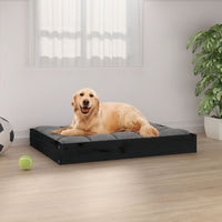Hundebett Schwarz 71,5x54x9 cm Massivholz Kiefer