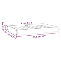 Hundebett Schwarz 91,5x64x9 cm Massivholz Kiefer