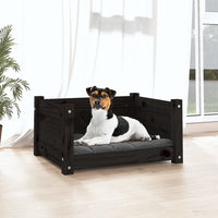Hundebett Schwarz 55,5x45,5x28 cm Massivholz Kiefer