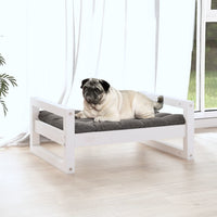 Hundebett Weiß 65,5x50,5x28 cm Massivholz Kiefer