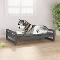 Hundebett Grau 105,5x75,5x28 cm Massivholz Kiefer