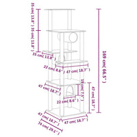 Kratzbaum mit Sisal-Kratzsäulen Hellgrau 169 cm