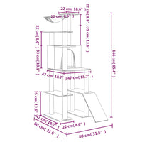 Kratzbaum mit Sisal-Kratzsäulen Creme 166 cm