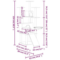 Kratzbaum mit Sisal-Kratzsäulen Creme 154 cm