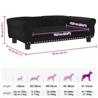 Hundebett Schwarz 95x55x30 cm Samt