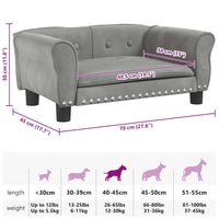 Hundebett Hellgrau 70x45x30 cm Samt