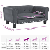 Hundebett Dunkelgrau 70x45x30 cm Samt