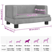 Hundebett Hellgrau 60x40x30 cm Samt