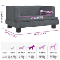 Hundebett Dunkelgrau 60x40x30 cm Samt