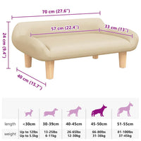 Hundebett Creme 70x40x24 cm Stoff