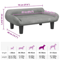 Hundebett Hellgrau 70x40x24 cm Samt