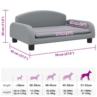 Hundebett Hellgrau 70x45x30 cm Stoff